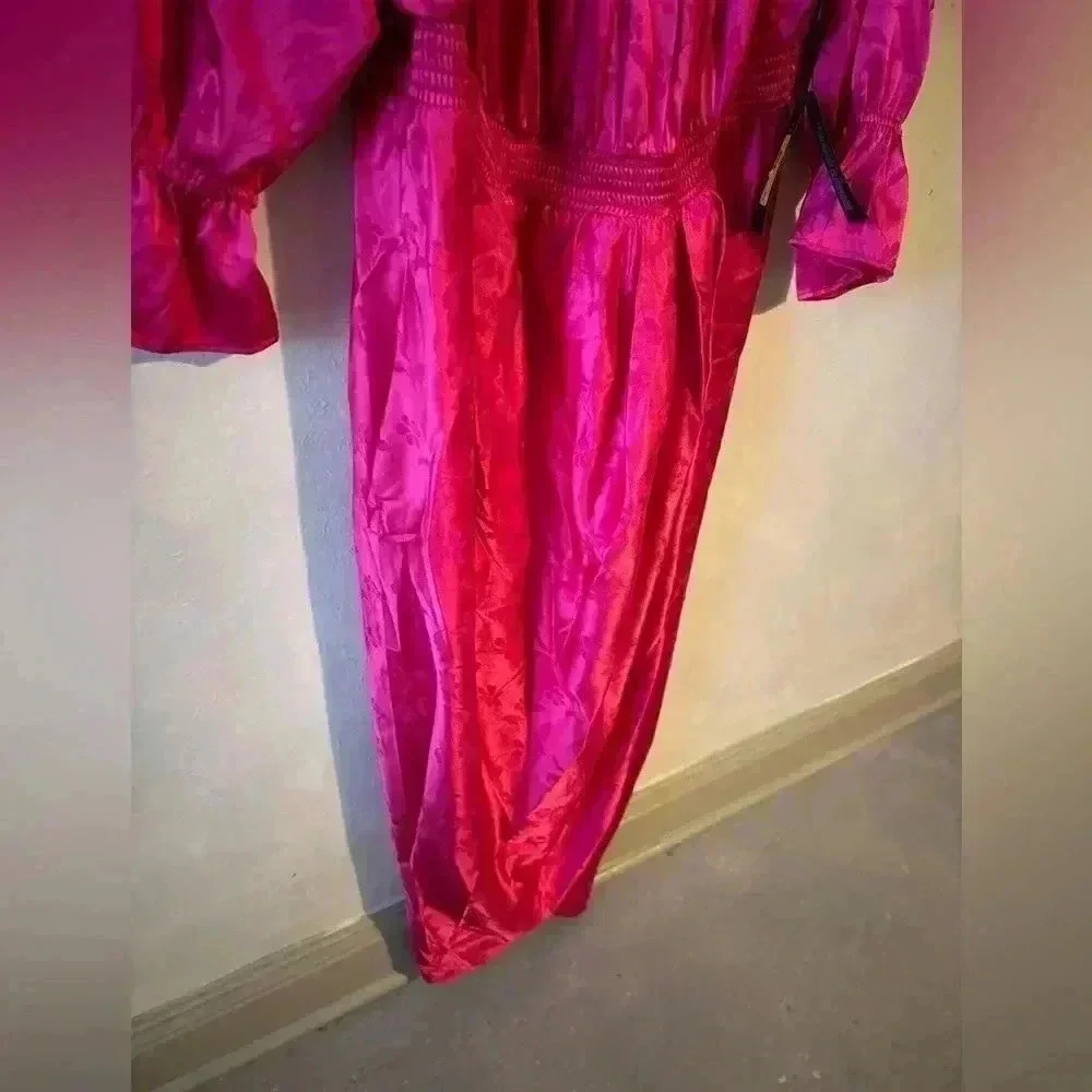 11 Honore Brittney Floral Long Sleeve Satin Midi Dress. — image 7 of 8